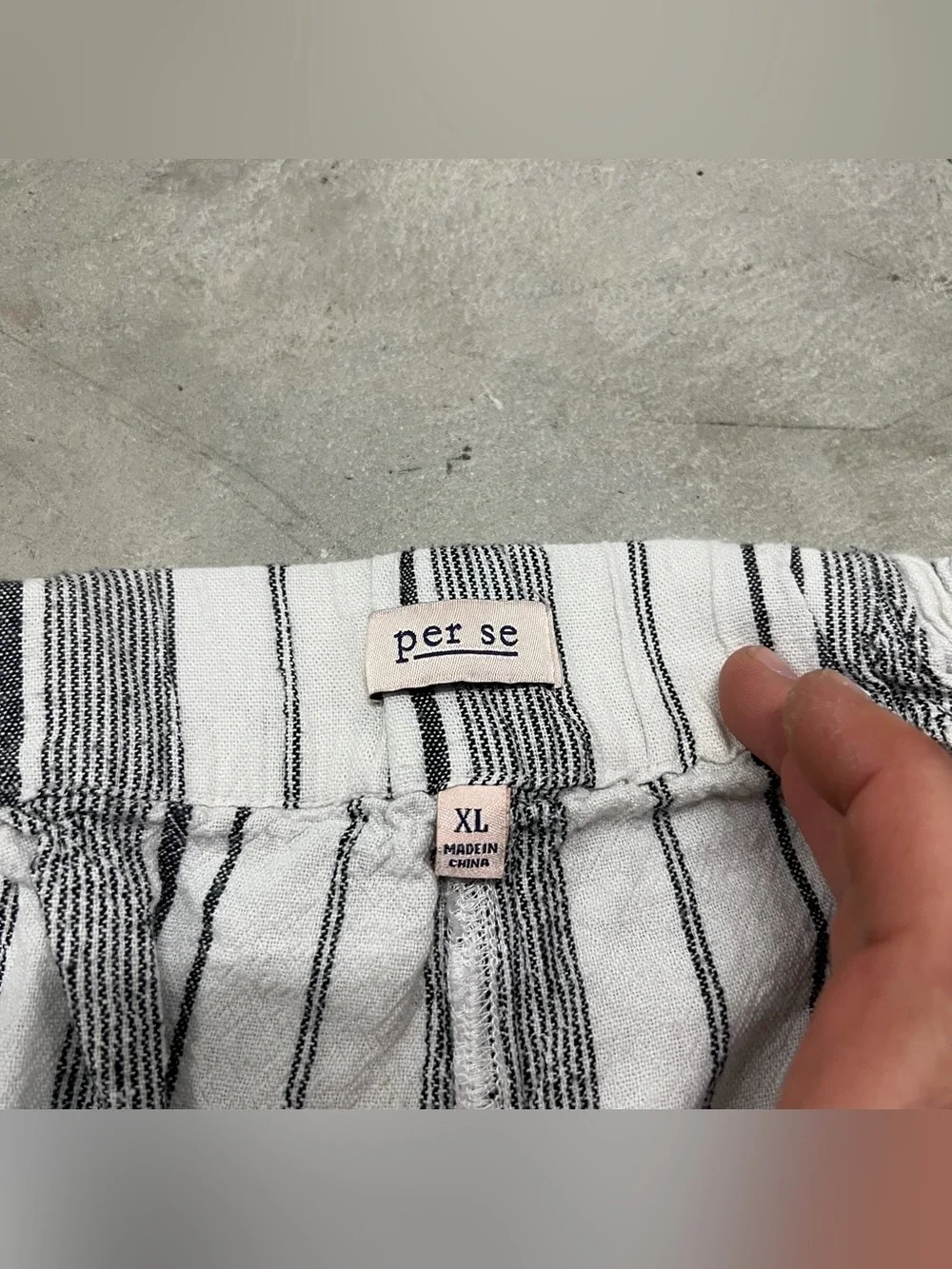 Per Se Women’s Striped Drawstring Pants Size XL Linen Blend Casual Relaxed Fit